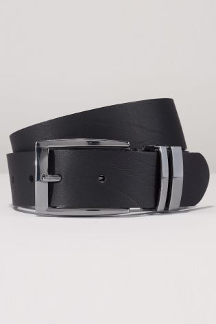 Black Leather Gunmetal Keeper Belt